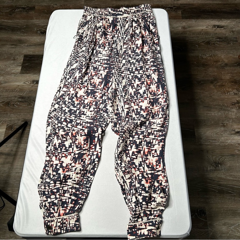 Sea New York Harem Silk Pants Slouchy Pockets Artsy Print Sz 4 Lagenlook Purple